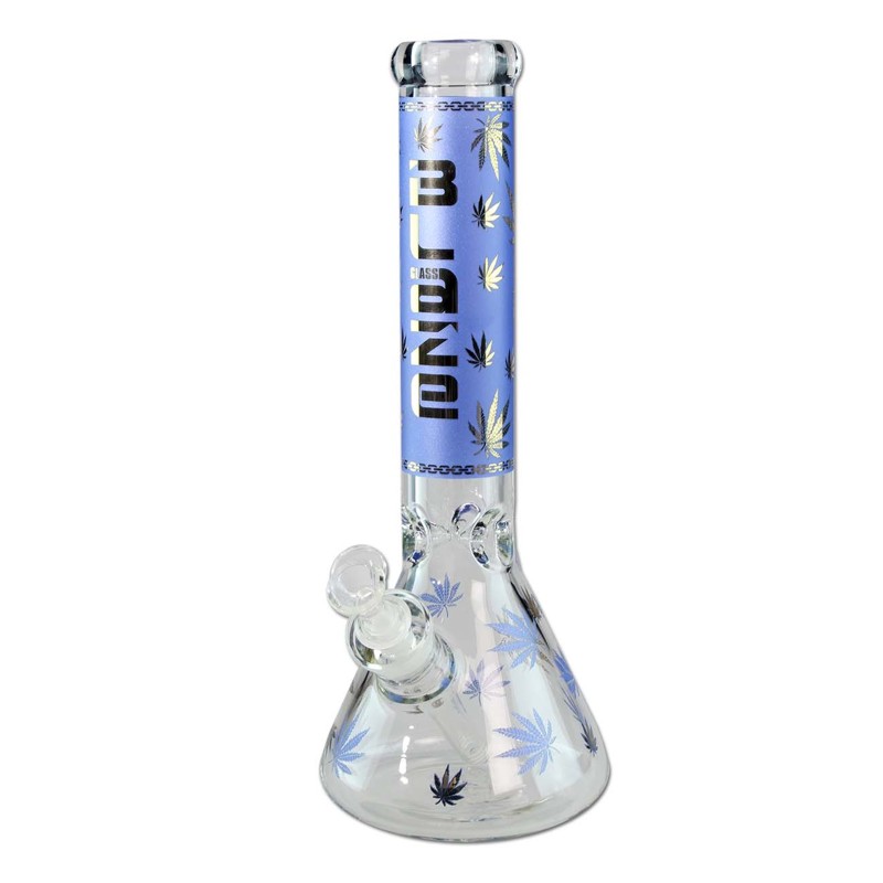Bong BLAZE Golden Leaf Kolben Ice bleu happy life grow shop