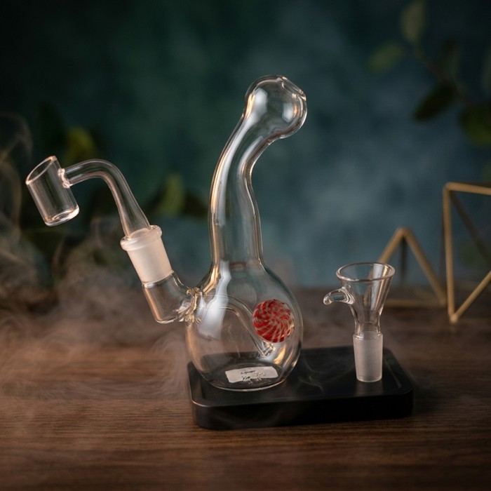 Black Leaf Glass Bong per Erba + Oil rosso
